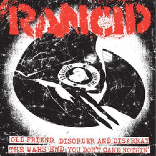 Rancid vinyl record cover with a cracked record and red text.