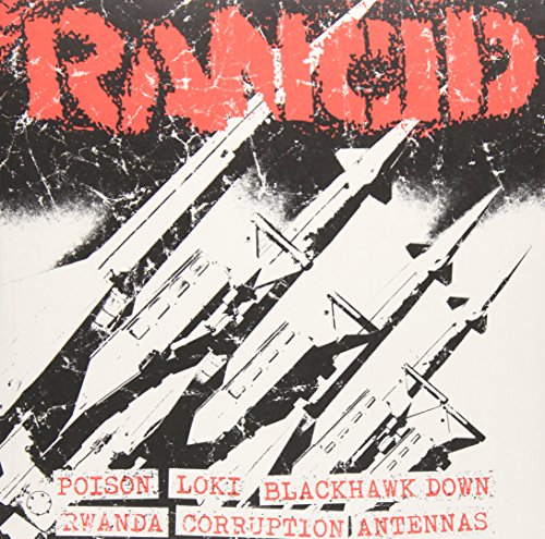 Rancid vinyl cover featuring red text and black and white missiles on a background.