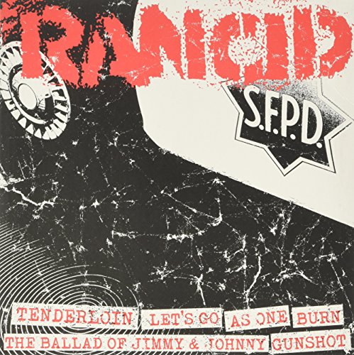 Rancid vinyl cover with distressed black and white graphics, red logo, and track list.