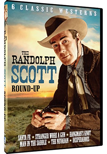 Randolph Scott DVD cover featuring a cowboy with a gun, six western films.