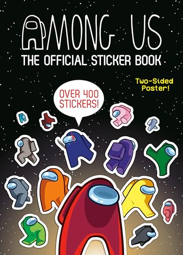“Among Us” sticker book cover with colorful crewmate characters.