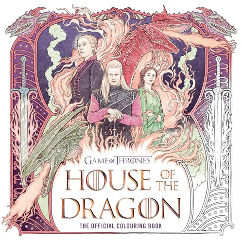 “House of the Dragon” colouring book cover with characters and a dragon.