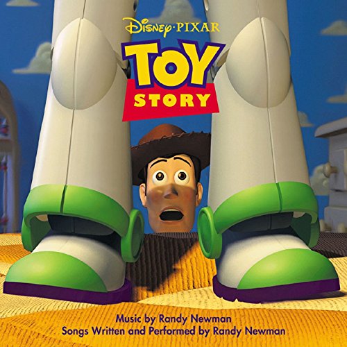 Woody peers from between Buzz Lightyear's legs on the Toy Story soundtrack cover.