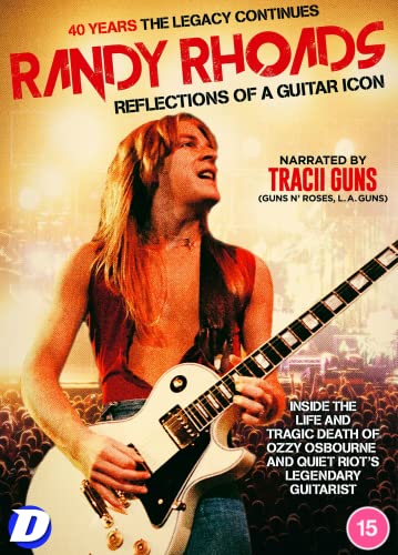 Randy Rhoads playing a white electric guitar on DVD cover.