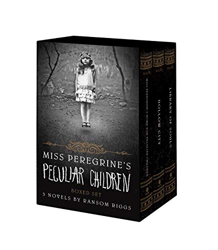 A boxed set of three Miss Peregrine's Peculiar Children novels by Ransom Riggs.