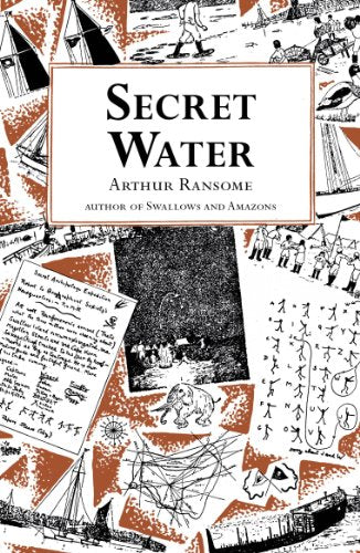 Book cover for "Secret Water" with sailing boats and figures.
