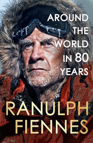 Book cover featuring a weathered man in winter gear, titled "Around the World in 80 Years.