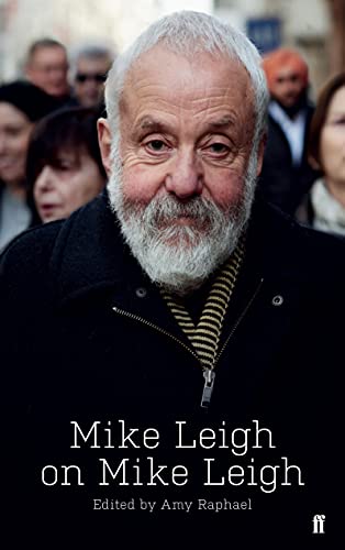 Book cover featuring a portrait of film director Mike Leigh, with text.
