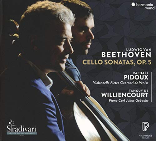 CD cover featuring two cellists, Raphael Pidoux and Tanguy De Williencourt.