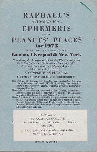 Dark red book cover with gold text: "Raphael's Astronomical Ephemeris of the Planets' Places.