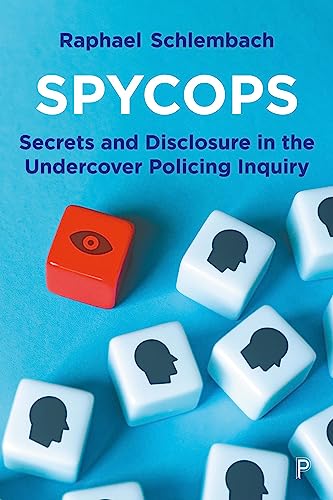 Book cover: "Spycops" with dice and an eye symbol on blue.