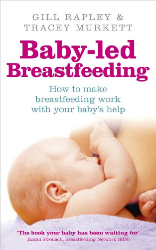 Book cover: baby breastfeeding, title “Baby-led Breastfeeding” in large text.