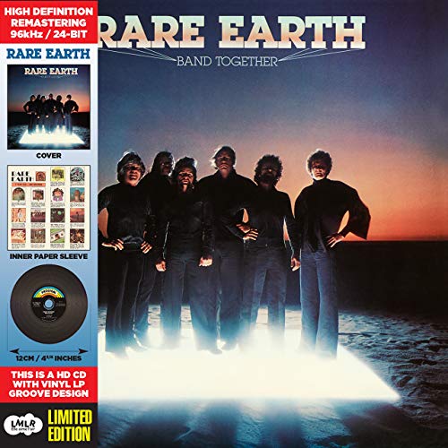 Album cover and CD of Rare Earth's Band Together featuring six men at dusk.