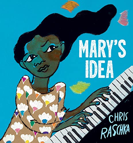 Illustration of a young Black woman playing a piano, book cover.