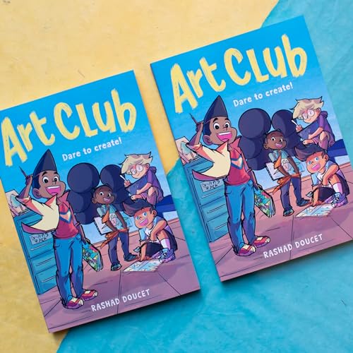 Cover of “Art Club” graphic novel featuring diverse young artists.