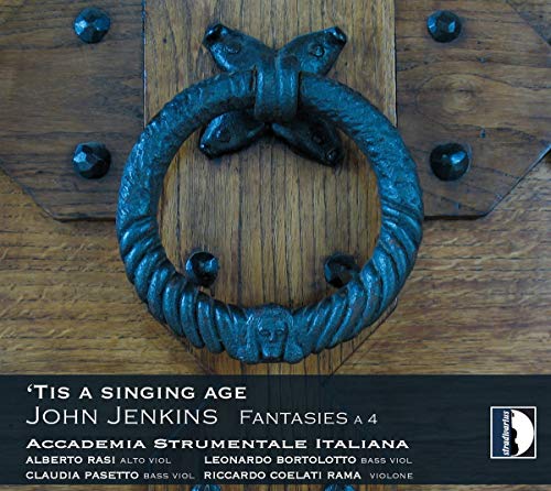 "CD cover featuring a blue metal door knocker on a wooden door."