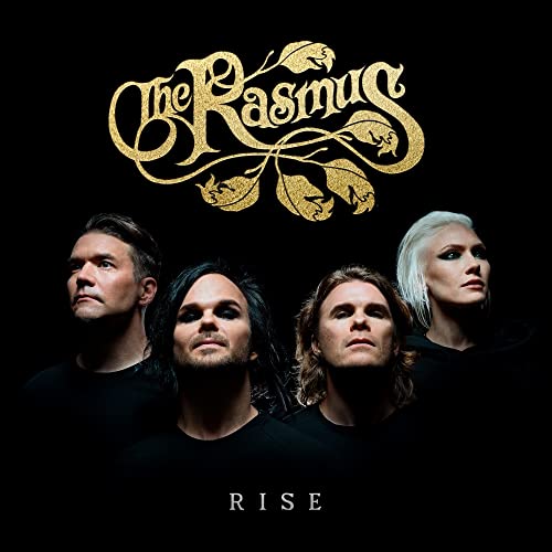 The Rasmus band portrait with gold lettering and album title "Rise".