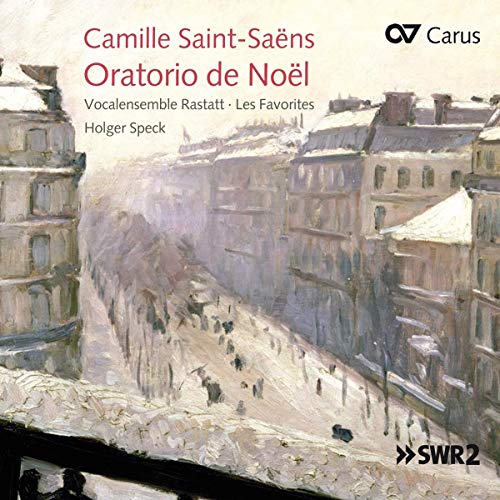 CD cover for Saint-Saëns’ “Oratorio de Noël” with a winter cityscape.