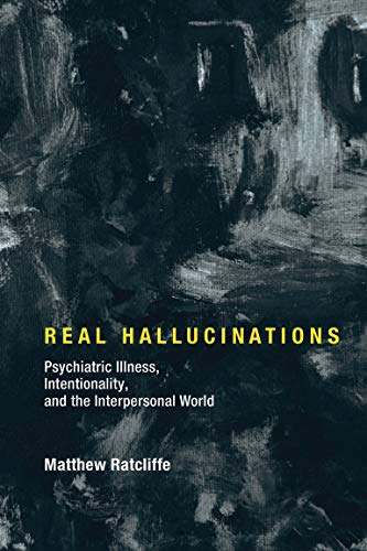 Book cover: "Real Hallucinations" by Matthew Ratcliffe, dark abstract background.
