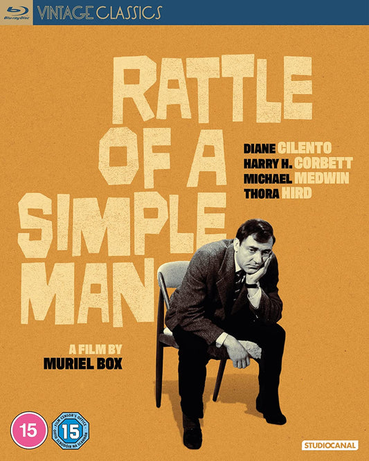 Blu-ray cover for "Rattle of a Simple Man" featuring a black and white portrait.