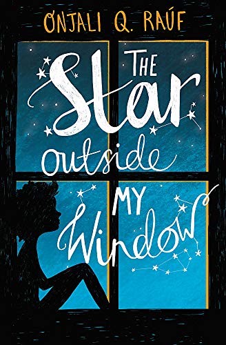 The image depicts a book cover with a window showing a starry night sky.