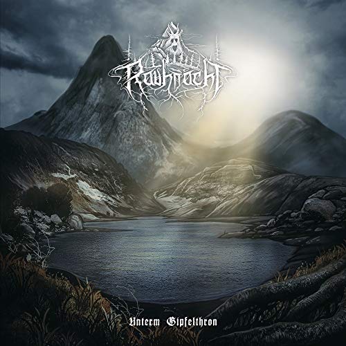 Mountain landscape with band logo "Rauhnacht" and album title "Unterm Gipfelthron".