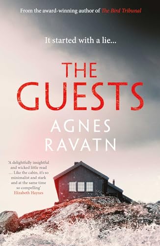 Book cover: dark cabin on a rocky shore under a stormy sky.
