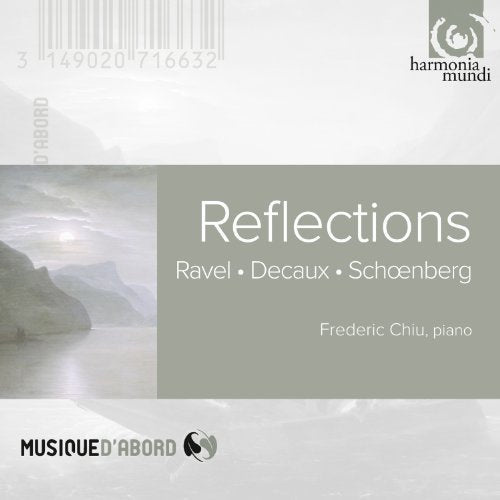 CD cover for Ravel’s “Reflections” featuring a misty landscape.