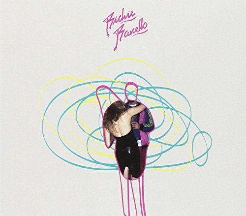 CD cover: couple embracing, abstract pink and teal line art.