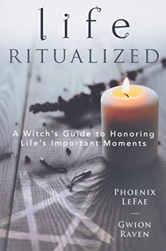 Book cover: "Life Ritualized" with a candle and pentagram design.