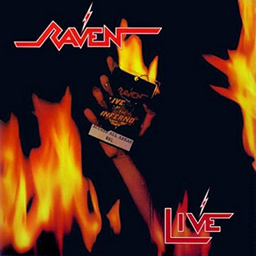 Raven album cover: hand holding a cassette engulfed in flames.