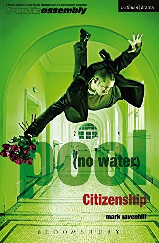 GreenCBL Book cover with a man leaping in mid-air holding roses in a hallway.