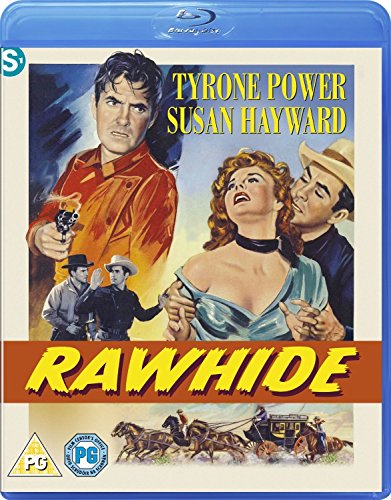 Rawhide" Blu-ray cover featuring Tyrone Power, Susan Hayward, and a Western scene.