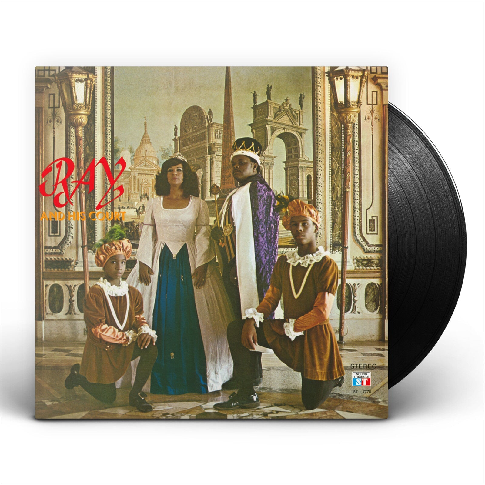 Vinyl record cover featuring a group portrait in front of a palace.