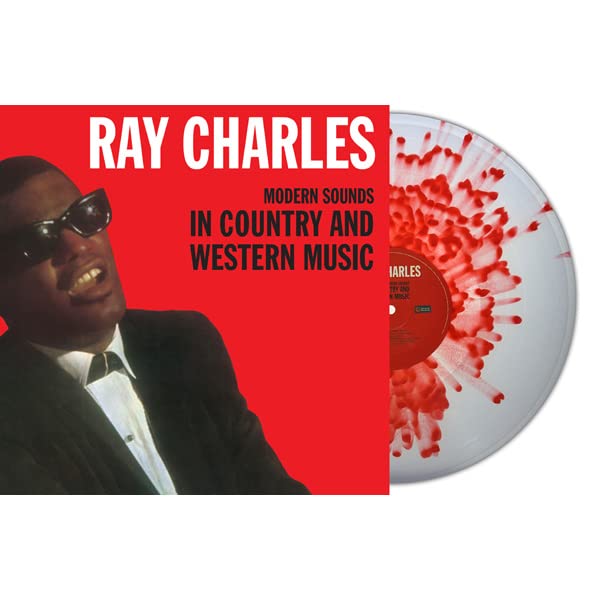 Ray Charles album cover with a clear and red splatter vinyl record.