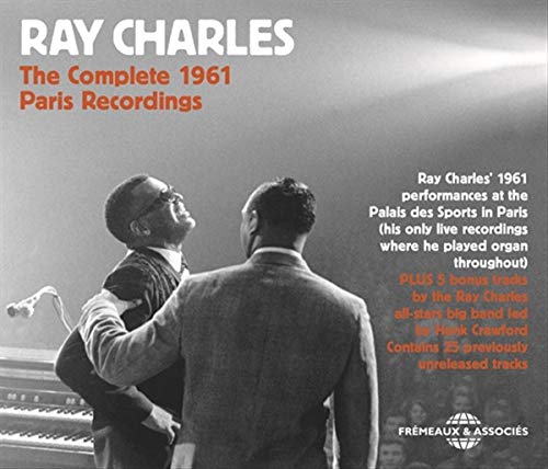 CD cover for Ray Charles’ 1961 Paris recordings, featuring a portrait.