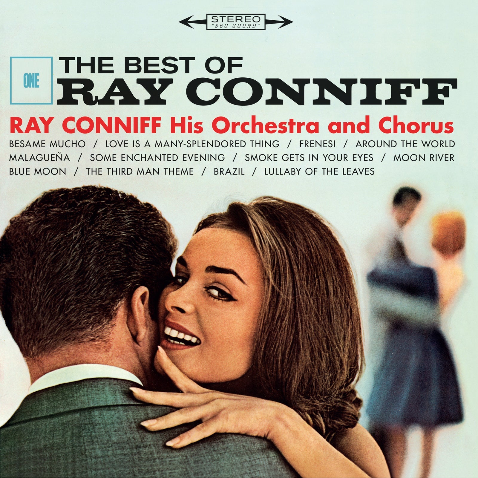 Red vinyl record cover featuring Ray Conniff and his orchestra, with song titles.