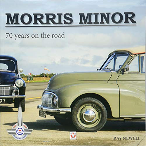 Book cover featuring vintage Morris Minor cars, light green and dark blue.