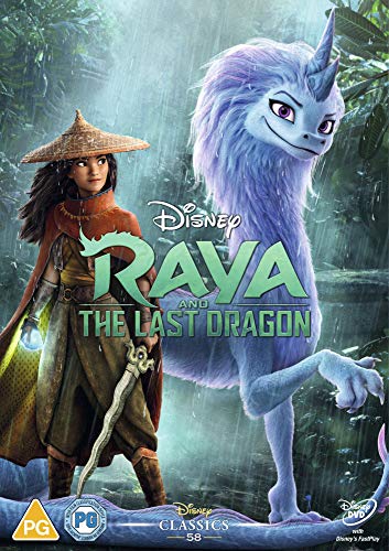Raya and Sisu, the last dragon, on a DVD cover.