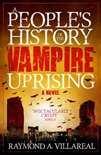 Book cover: "A People's History of the Vampire Uprising" with bats and ruins.