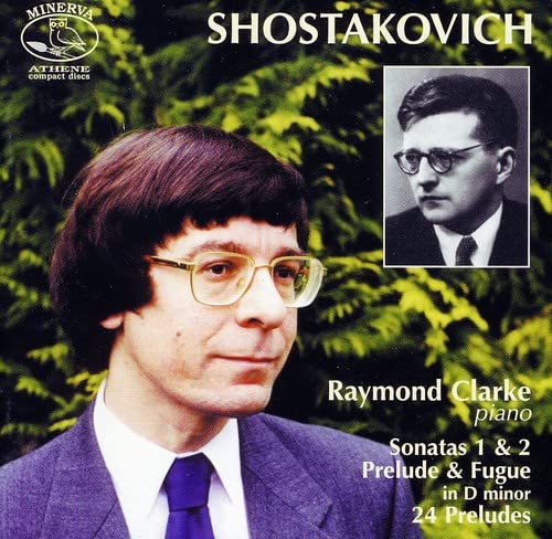CD cover featuring pianist Raymond Clarke and composer Shostakovich portraits.