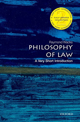 Book cover for Philosophy of Law by Raymond Wacks, featuring a blue abstract background.