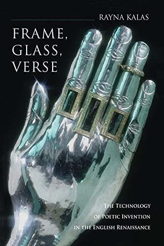 Book cover: silver robotic hand with rings, titled "Frame, Glass, Verse".