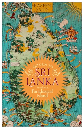 Book cover: illustrated map of Sri Lanka with golden sunburst and text.