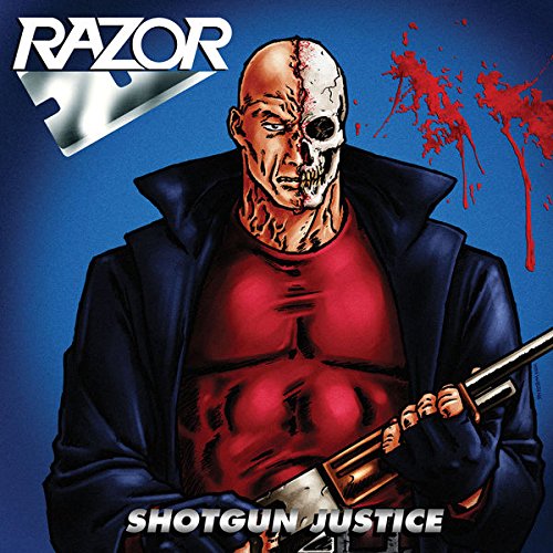 Album cover art featuring a man with a skull-like face holding a shotgun.