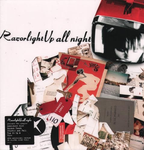 Razorlight album cover, "Up All Night," collage of photos and text.