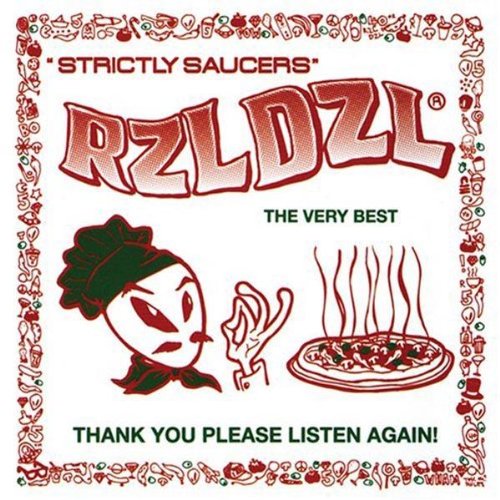 Red and white CD cover with cartoon chef and pizza illustration.
