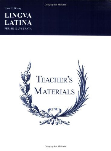 Front cover of Lingua Latina Teacher's Materials with a blue laurel wreath illustration.
