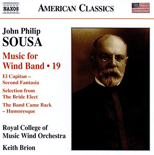 A CD cover featuring a portrait of John Philip Sousa with text describing the music.