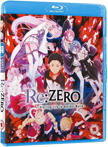 Re:Zero Blu-ray cover featuring anime characters and red-and-black artwork.